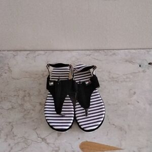 Black and White Striped Sandals